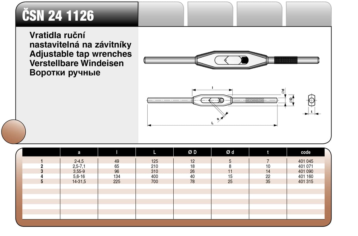 Метчикодержатель CSN 24 1126 BUCOVICE TOOLS M4,5 - M16 401090