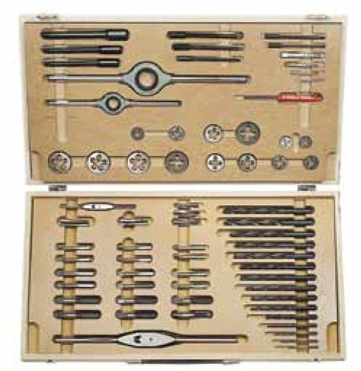 Набор резьбонарезной в деревянной коробке N 3-II BUCOVICE TOOLS, инструментальная сталь HSS 340141