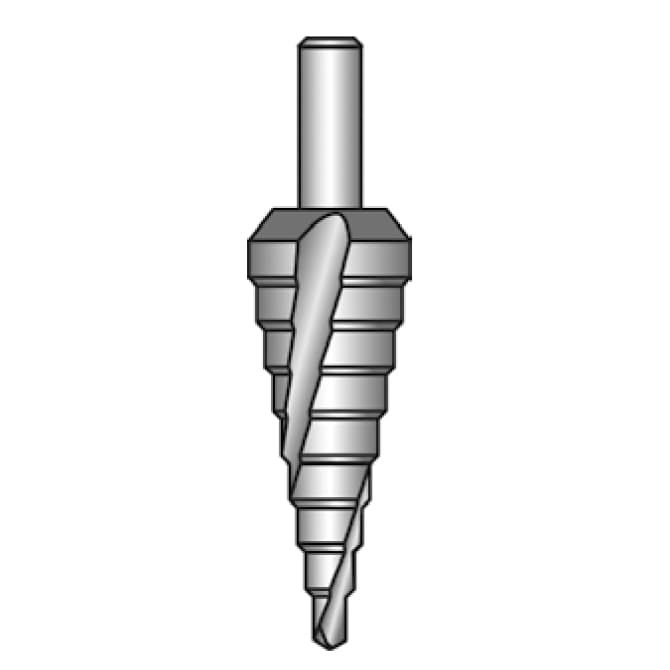 Ступенчатое сверло BUCOVICE TOOLS винтовая дорожка, Ø4 мм/20 мм сталь HSS 648010