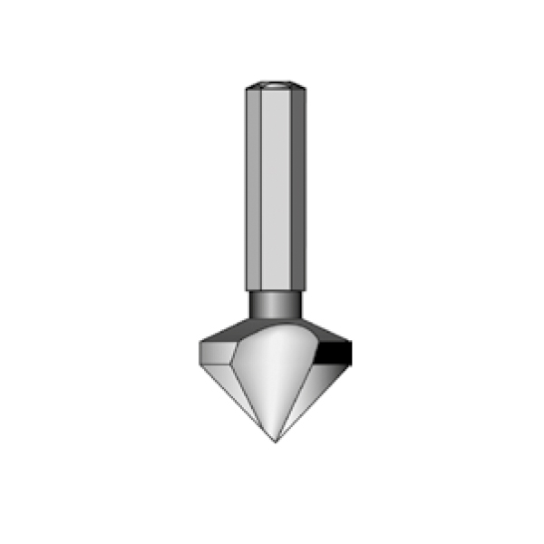 Зенкеры конические с шестигранным хвостовиком 1/4", сталь HSS